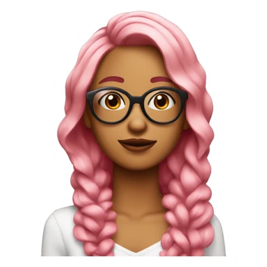 Chica de cabello color vino con pollina rosada y lentes  sticker