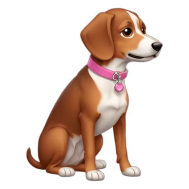 Perro salchicha de color marron entero con collar rosa y en su dije que diga “Luli” sticker