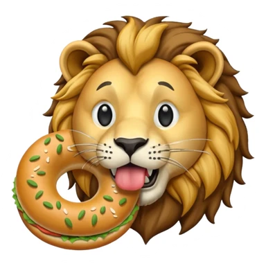 lion eating bagel sticker