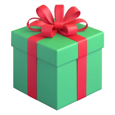 gift box, green with red ribbon sticker