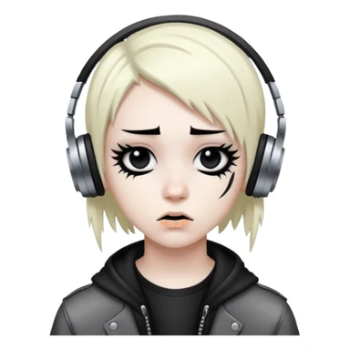 an emo nonbinary person listening to metal sticker