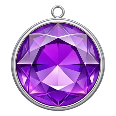 extra close-up round cut purple sugilite holographic gem, silver metal frame, charm, with small gemstone accents sticker