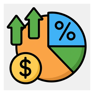 emoji of a pie chart with arrows and a dollar sign with more variations sticker