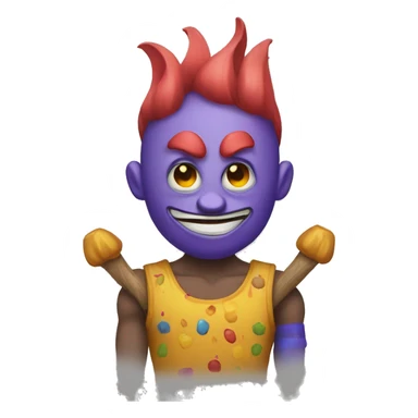 сlown emoji with fouк arms sticker