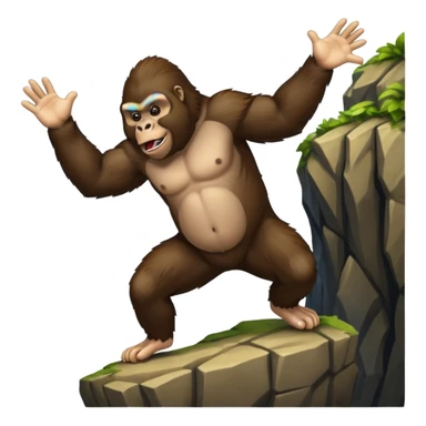 gorilla jumping off a cliff sticker
