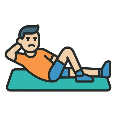 a sportsman lying on the yoga mat pretending to do streches but in fact he is not doing that
 sticker