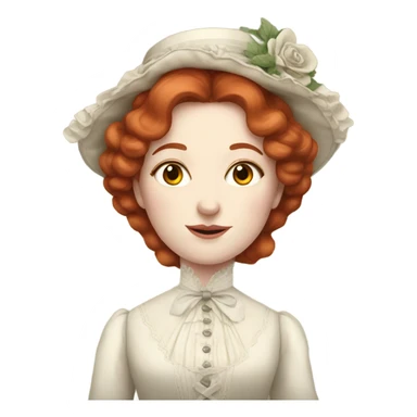 victorian lady with pale skin and red hair  sticker