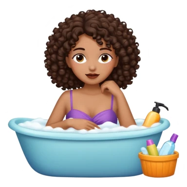 Faça uma mulher do cabelo cacheado 3b castanho escuro da cor parda se maquiando dormindo fazendo compras tomando banho Premium e finalizando o cabelo sticker