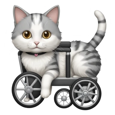 grey and white cat in a pet wheelchair sticker