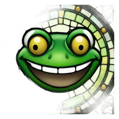 Stained glass smiling frog face sticker