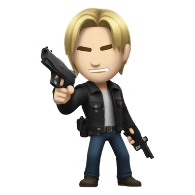 Emoji Leon kennedy with gun sticker