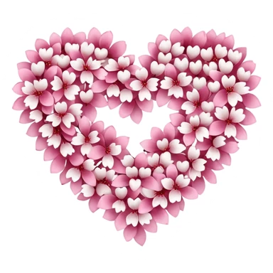  sakura heart, heart made of white sakura petals with pink accents, remove background sticker