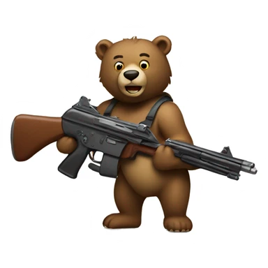 bear holding two guns and fires sticker