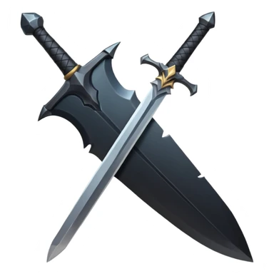 iOS emoji, minimal dark sword, flat design, fantasy sticker
