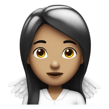 An angel with white skin and black hair sticker