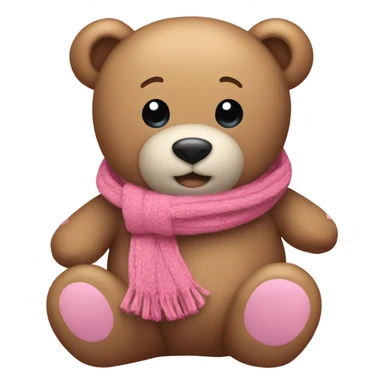 Cozy teddy bear with pink scarf and pink foot pads sticker