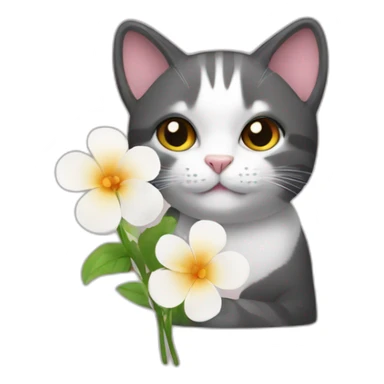 a cat with a flower sticker
