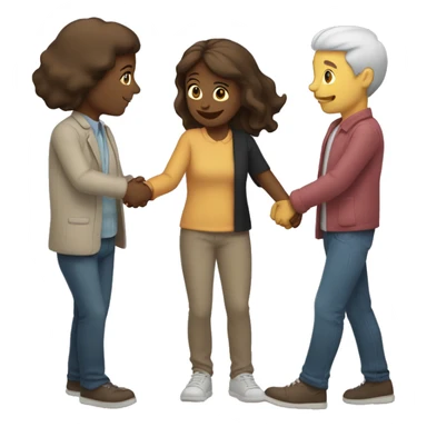 3 people bumping shoulders sticker