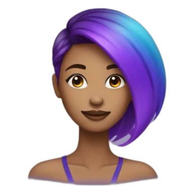 Woman with blue and purple ombre hait sticker