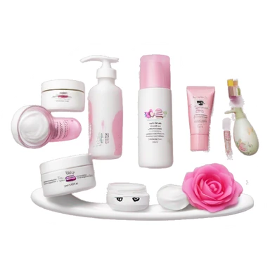 Make a arrangement  of skincare products on a cute white jewelry ￼ dish 3 products PINK sticker