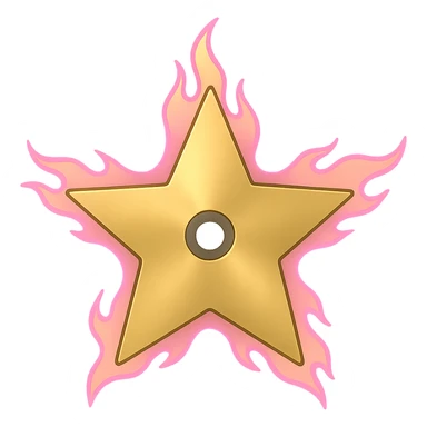 A minimalist CD disc with subtle pink flames, glowing effect, variation 2, style: general, shape: star, color: gold sticker