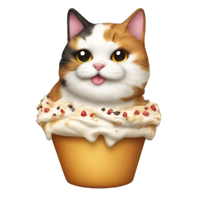 Realistic Fat calico cat with sundae sticker