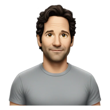 actor Paul Rudd wearing t-shirt sticker