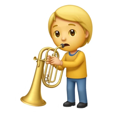 Emoji triste tocando el trombón sticker