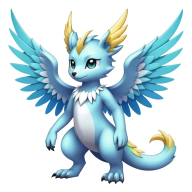 Anthro Sona Cool Edgy Cute Colorful Shy Winged Shiny Fakemon-Fantasy-Creature Full Body sticker