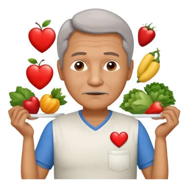 una imagen de un abuelo de 63 años con una enfermedad cardiovascular pero puedes poner al rededor habitos saludables PERO QUE SUFRA DE ENFERMEDAD CARDIOVASCULAR Y QUE NO SE VEA TAN FELIZZ sticker