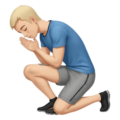 man kneeling and bowing down on the ground in a surrender gesture, forehead and arms touching the floor, simple and clear sticker