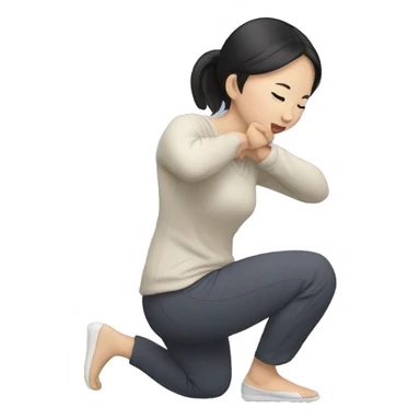 Chinese woman bending down sticker