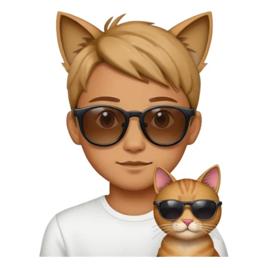 realistic boy with cat ears & sunglasses  sticker