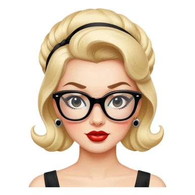 50's pin up,  black glasses  sticker