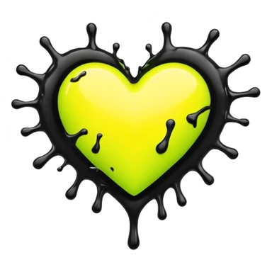 A neon yellow heart with black splashes inside the heart and The text UVP in the heart sticker