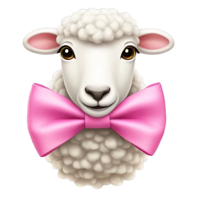 White sheep with pink coquette bow sticker