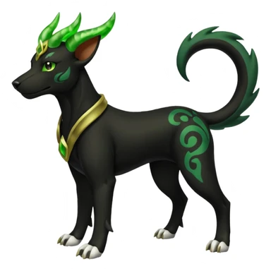 Black and green Zygarde 10%-Houndoom-fusion-dog-form sticker