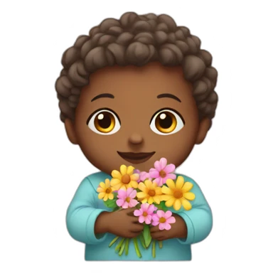 Baby with flowers sticker