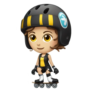 Brown haired girl in roller derby  sticker