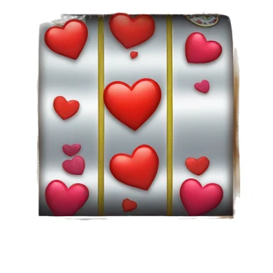 slot machine with heart, more hearts around sticker