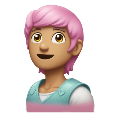 Corazon rosado con ojos celestes sticker