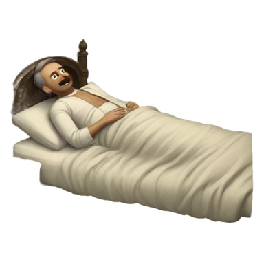 A sick man on a bed in 1870 sticker