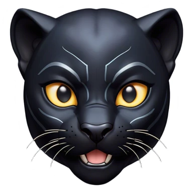 Cinematic Comical black Panther Portrait Emoji, Head tilted dramatically with an exaggeratedly shocked expression, featuring a sleek, muscular body with wide, comically expressive eyes full of humorous disbelief, Simplified yet hilariously expressive features, highly detailed, glowing with a slightly sassy dark glow, high shine, dramatic yet playful, stylized with an air of quirky feline attitude, soft glowing outline, capturing the essence of a meme-worthy black Panther that looks ready to side-eye its way into viral fame! sticker