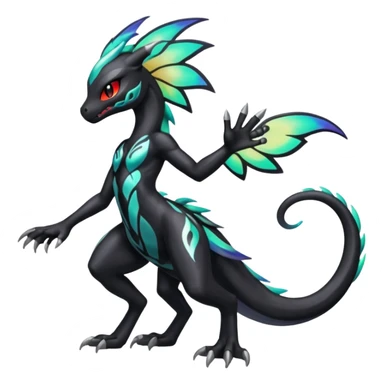 Colorful Shiny Meloetta-Venom-Zekrom-Salandit-fusion, full body, tribal markings  sticker