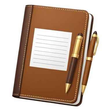 Carnet de notes marron avec un stylo sticker