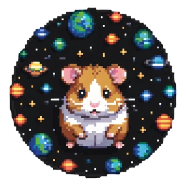 hamster floating in space sticker