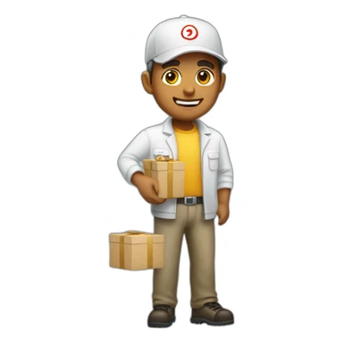 White Deliveryman on New Year sticker