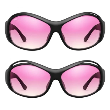 wraparound safety glasses with pink gradient lenses, sporty design sticker