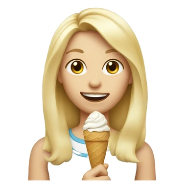 Girl with blonde hair eating ice cream sticker