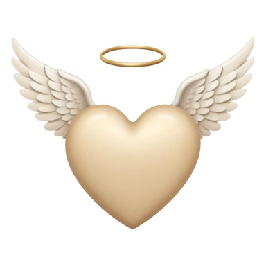 beige heart with white angel wings sticker